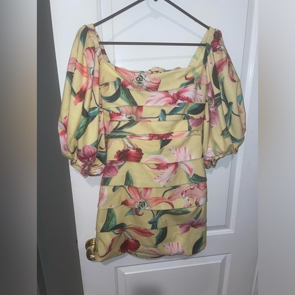 New! PatBO Laelia Flora Mini Puff Sleeve Dress 🌼🌼 size 10 - Picture 10 of 15